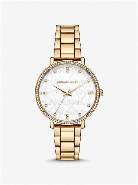 michael kors pyper logo and gold-tone watch|michael kors pyper watch.